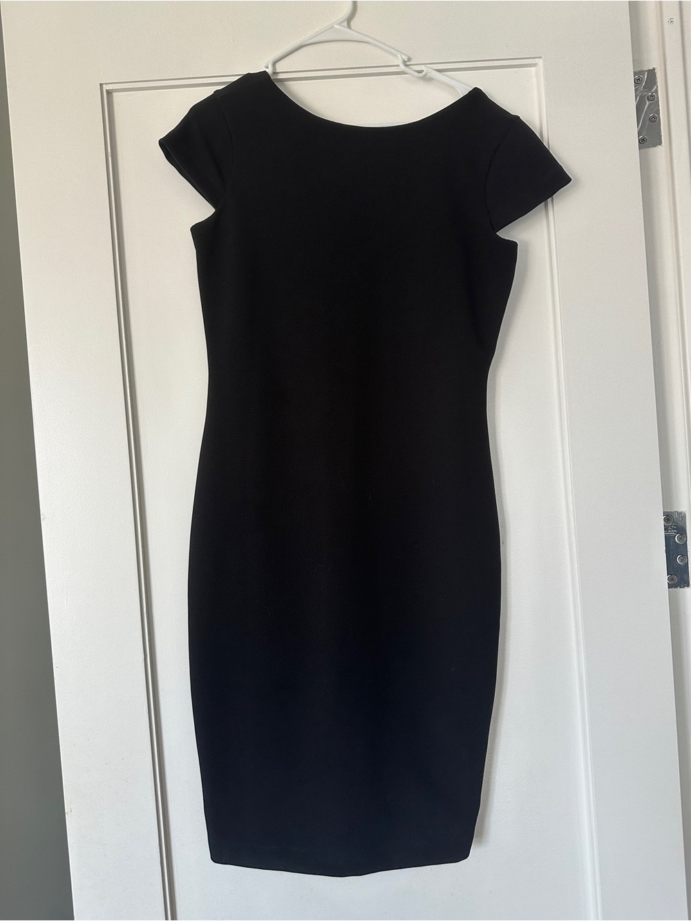 Armani Exchange Black Cap-Sleeve Midi Sheath Dress- size medium